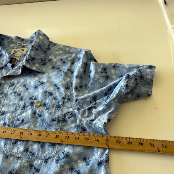 Duluth Trading Untucked Light Blue Bicycle AOP Casual Button Up Shirt 2XLT SLIM - Picture 5 of 7